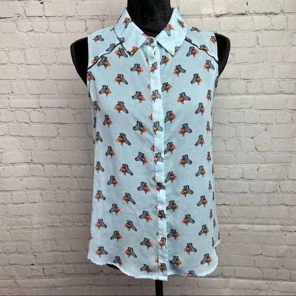 Chloe K Zebra Print Sheer Tank Top - Picture 1 of 6